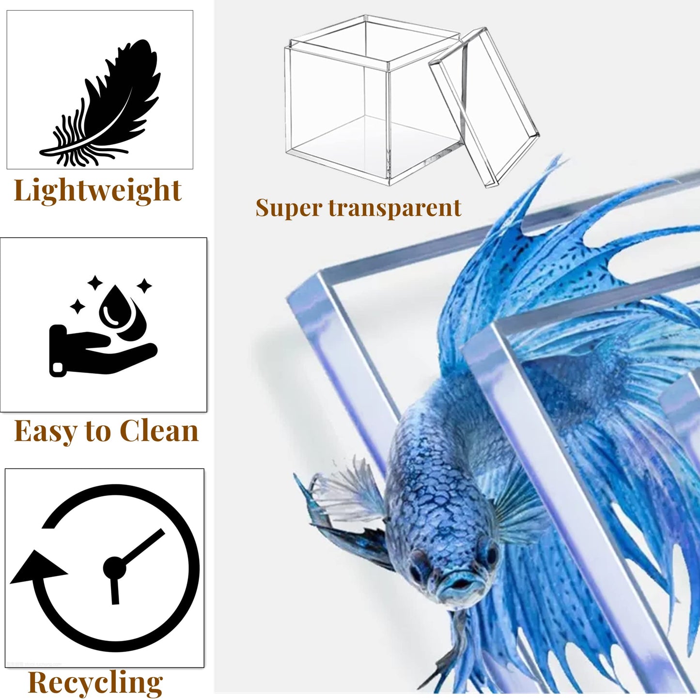 KissYou Acrylic Box Clear Boxes with Lids 2 Packs Display Case Party Decoration Plastic Square Cube Candy Boxes