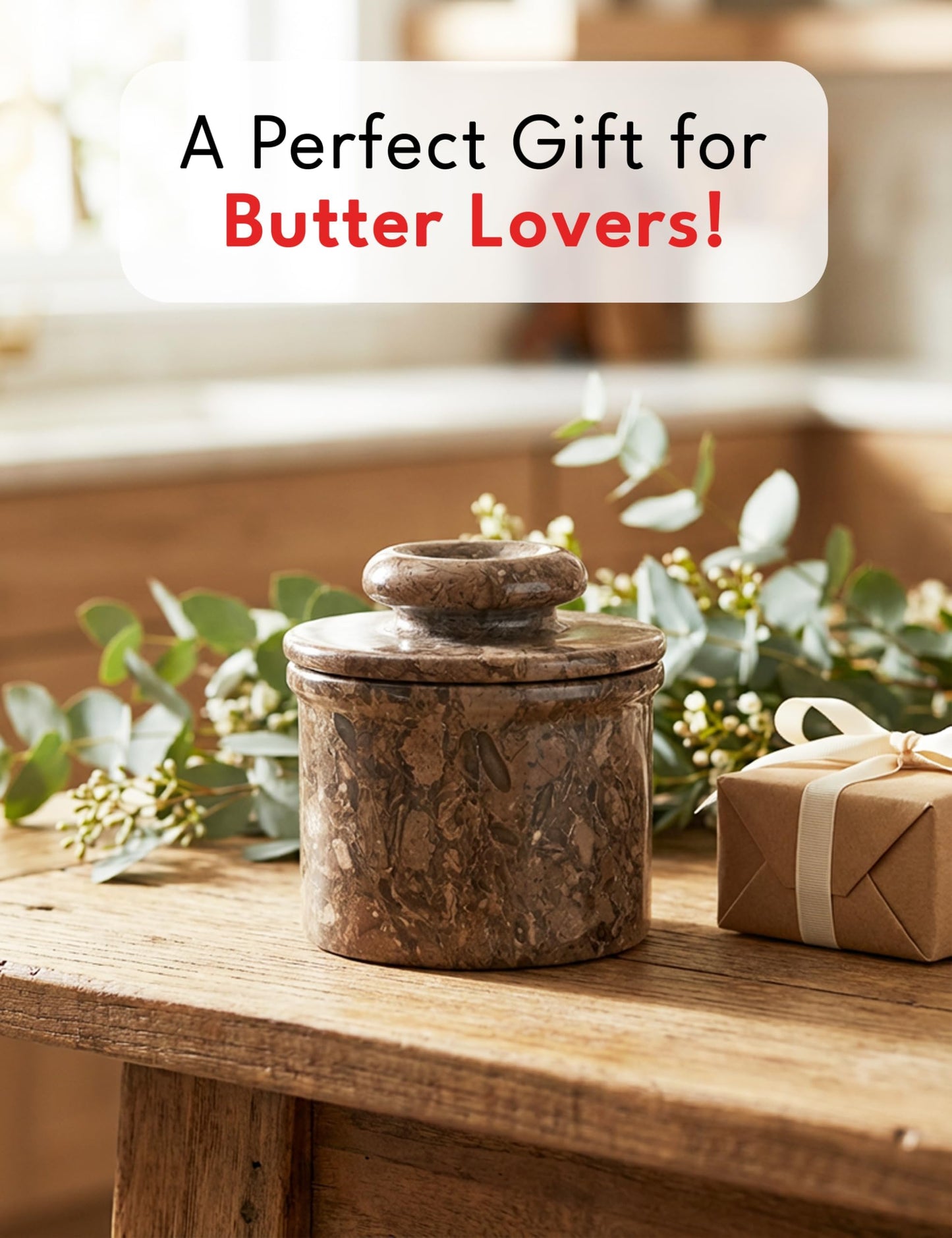 Radicaln Marble Butter Keeper 4.25" Inches Oceanic Handmade Butter Crock For Spreadable Butter Ideal Butter Crock For Counter With Water French Butter, Crock Pot For Home