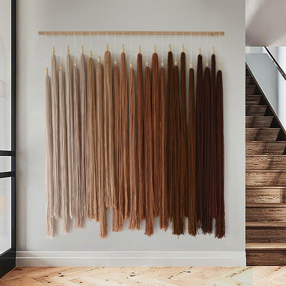 IOWER Macrame Wall Hanging Yarn Fiber Wall Art Beaded Tassel Home Decor for Bedroom Living Room 39" W x 45" L