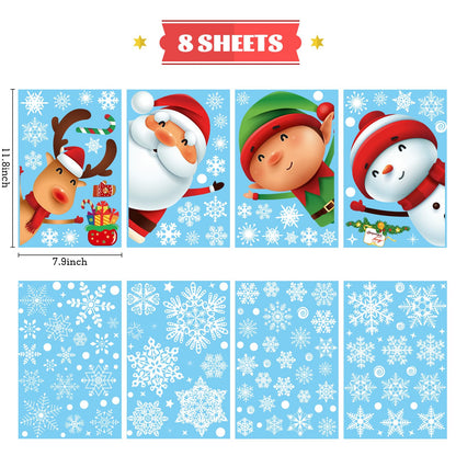 169 PCS Christmas Snowflake Window Cling Christmas Window Clings for Glass Windows Xmas Decorations