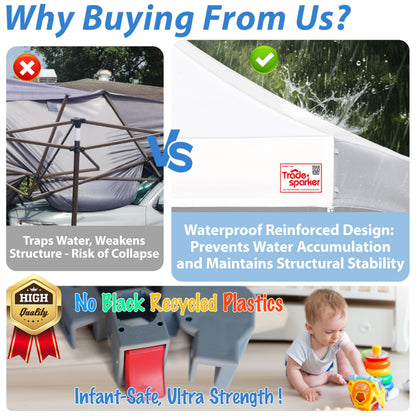 Tradesparker 10x10 Pop Up Canopy Tent,Commercial Movable Canopy with ApexCore LED&Rugged Casters-Instant Easy Setup Shelter Canopies with Weight Bags&Stakes for Outdoor Events Markets Vendors,Red