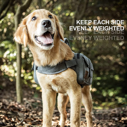 OneTigris Dog Pack for Hiking Camping Travelling,Dog Backpack for Hiking Nylon Dog Harness Backpack with Side Pockets for Medium and Small Dogs