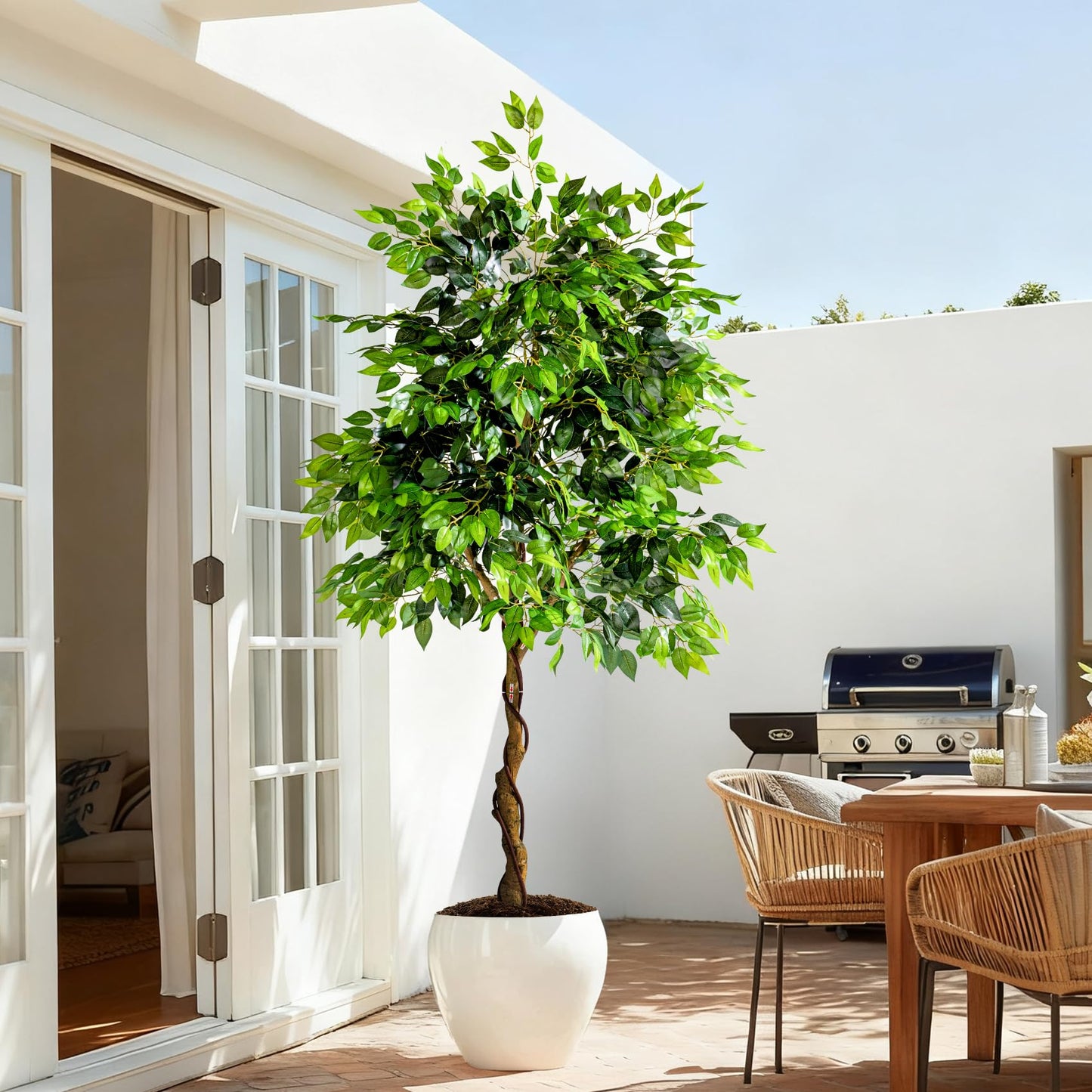 Erimda 7ft Artificial Ficus Tree for Home Decor, Faux Silk Plants Faux Plant Fake Silk Trees with Pot for Indoor House Living Room Office Garden