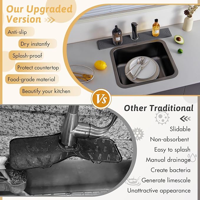 20 Inch Small Faucet Mat for Kitchen Island Sink, Instant Dry Sink Protector