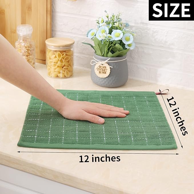 Homaxy 100% Cotton Terry Kitchen Dish Cloths, Ultra Soft and Absorbent Dish