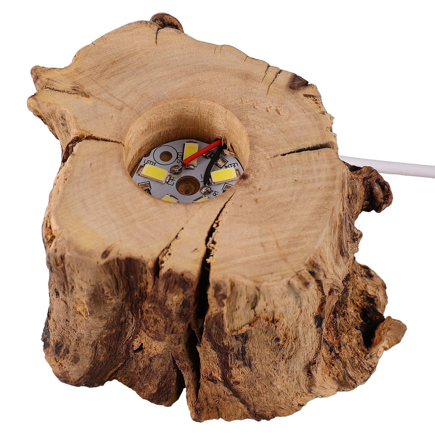VOSAREA Crystal Ball Wooden Base Tree Stump LED Light Desk Lights for Office Desktop Stand Table Top Display Stand Crystal Ball Holder Stands for Display Wooden Lamp Base USB Wood