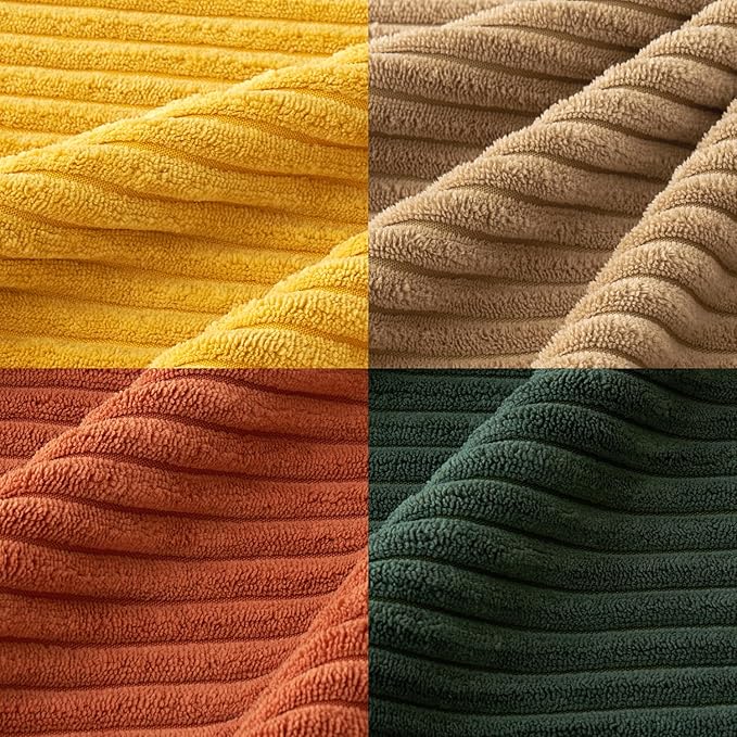 MIULEE Pack of 4 Green-Rust Corduroy Decorative Throw Pillow Covers 18x18 Inch