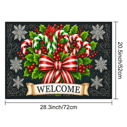 HOMETITUTE Stove Top Covers for Electric Stove 28x20 Inch Christmas Candy Cane Welcome Cooktop Protector Heat Resistant Counter Cover Dish Drying Mat for Kitchen RV Camper