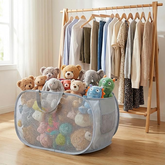 4 Pcs Foldable Pop Up Laundry Hampers, Mesh Laundry Basket