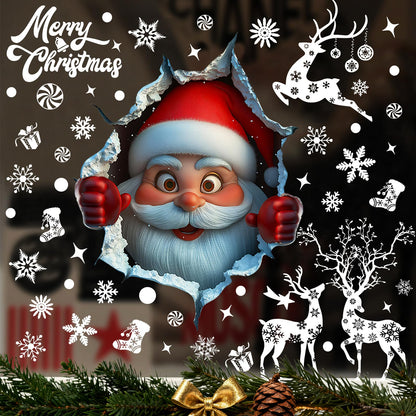 178Pcs Large Christmas Window Clings for Glass, Xmas Snowflake Cling Winter Stickers Reusable Double-Sided Outdoor Window Christmas Decoration for Santa Claus Reindeer Peppermint Decals Holiday Decor