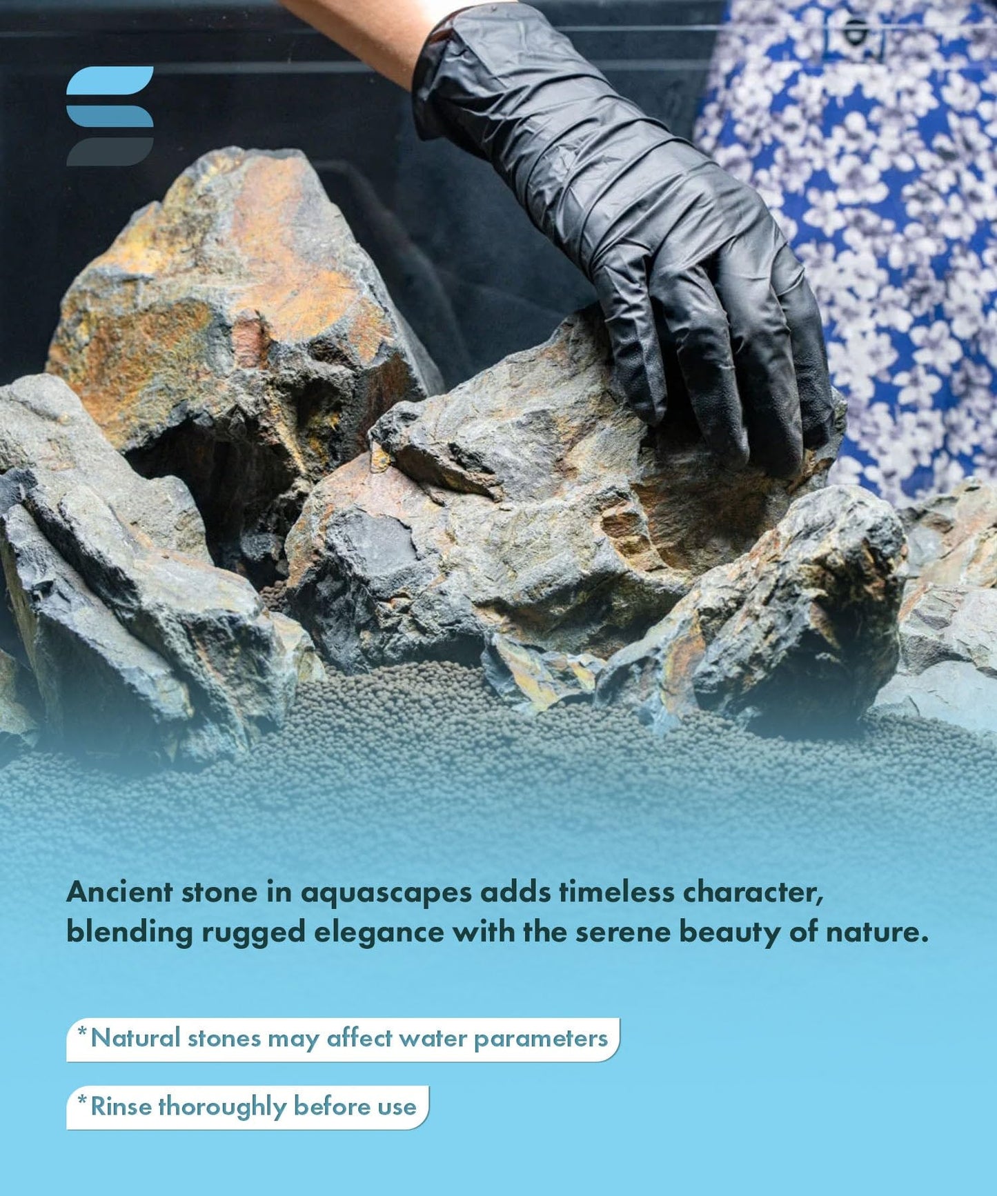 SubstrateSource Natural Aquarium Stones - Angular Dark Brown & Rust-Toned Decorative Rocks w/Layered Texture - Freshwater Aquascaping, Betta Fish Tank, Reptile Enclosure, Hermit Crab - Ancient, 5 LB