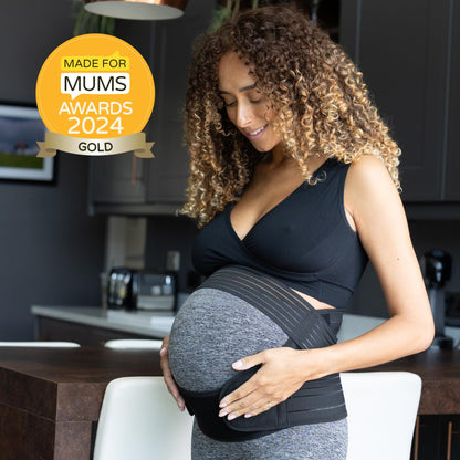 BABYGO® 4 in 1 Pregnancy Support Belt Maternity & Postpartum Band - Relieve Back, Pelvic, Hip Pain, SPD & PGP >> inc 40 Page Pregnancy Book for Birth Preparation, Labour & Recovery M Black