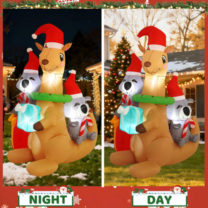 InfleasJoiy 7FT Kangaroo Koala Inflatable Decoration with Built-in LED Lights, Christmas Outdoor Inflatable Decoration for Lawn, Yard, Garden, Patio