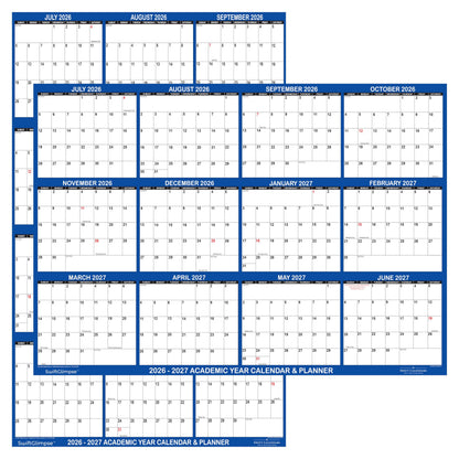 18x24 SwiftGlimpse 2026-2027 Academic Wall Calendar Dry Erase Erasable, Large, Wet & Dry Erase Laminated, Reversible, Yearly Planner JULY 2026 to JUNE 2027 ONLY