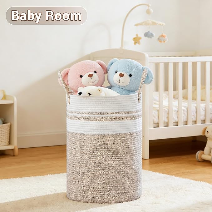 Tall Laundry Basket with Handles, 72L Portable Dirty Clothes Hamper, Boho