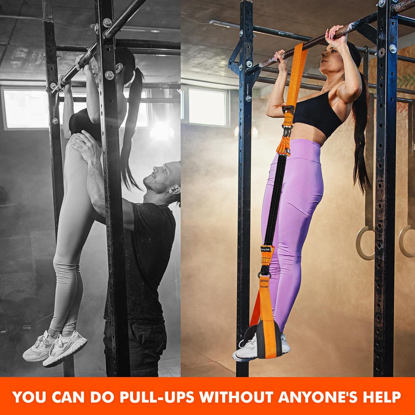 HPYGN Pull Up Assistance Bands, Heavy Duty Resistance Band for Pull Up Assist, Adjustable Weight/Size with Fabric Feet/Knee Rest, Bands for Pull Up Bar for Strength Training, Pull Up Assist Band