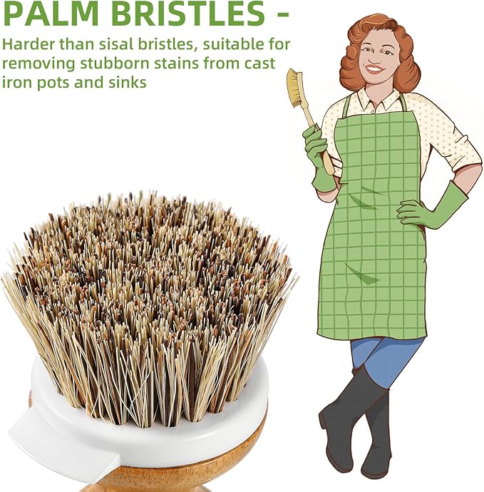 SUBEKYU Dish Brush, Bamboo Dish Scrubber Brush Set