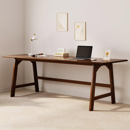 IOTXY Solid Wood Writing Table - 72" W x 24" D Minimalist Long Computer Desk for Home Office, Work, Study, Creativity, and PC Workstation, Walnut