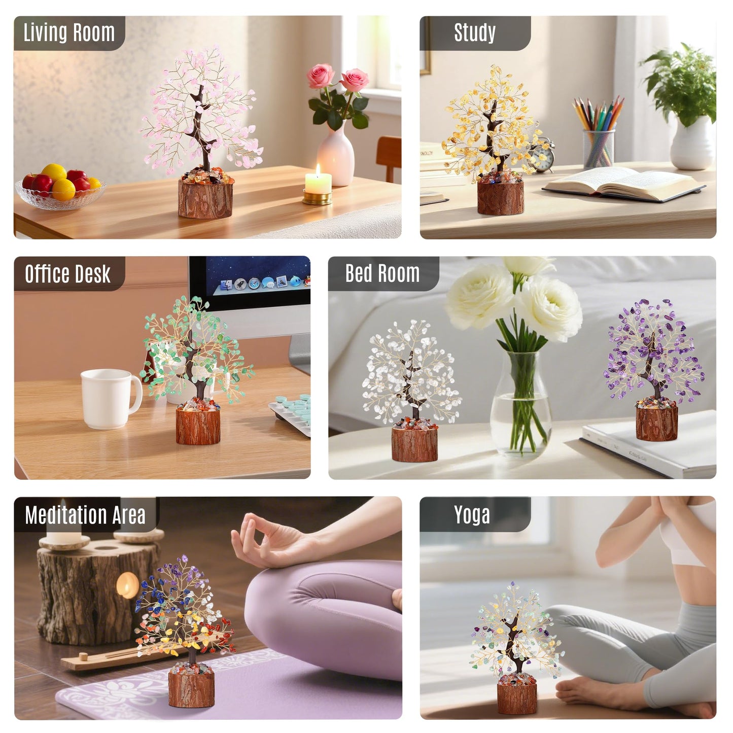 LAIDANLA 7 Chakra Crystal Tree of Life Positive Energy Good Luck Birthday Gifts Money Feng Shui Reiki Meditation Crystals Natural Stones Trees Home Office Desk Decor Spiritual Gifts for Women Men