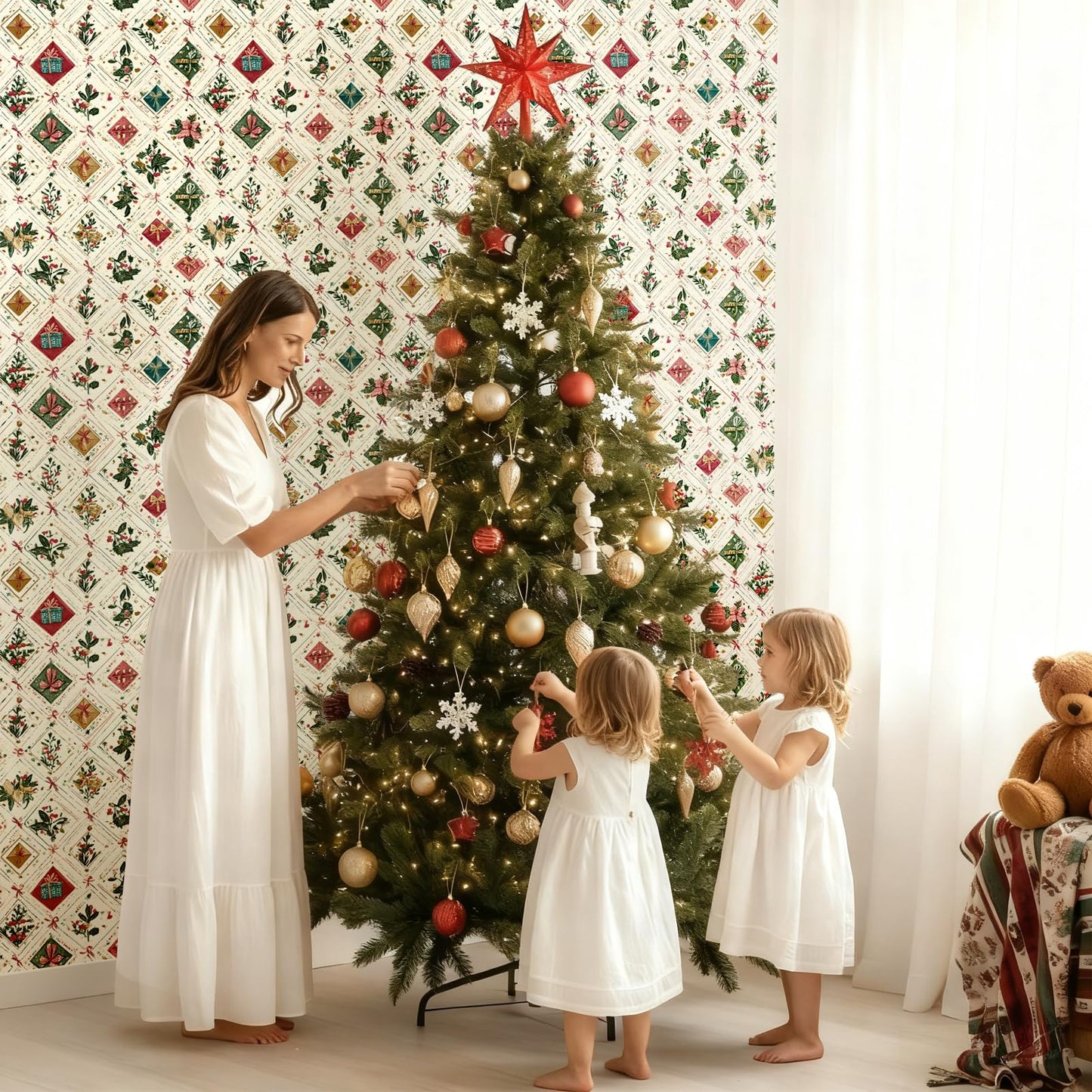 Kitico Peel and Stick Wallpaper – Self Adhesive Wall Paper for Walls, Waterproof Removable Contact Paper Roll for Everyday Home Décor & Christmas Gift Wrap Roll 17.3"x393"