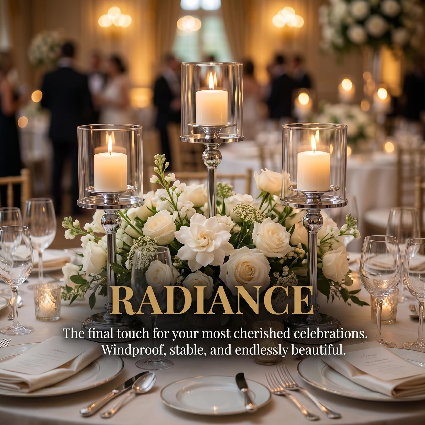 Oakernel Sliver Hurricane Candle Holders - Set of 3 Tall Candlestick Holders Windproof Taper Candle Holders, Metal Stand for Table Centerpiece Outdoor Indoor Wedding Party Holiday Decor