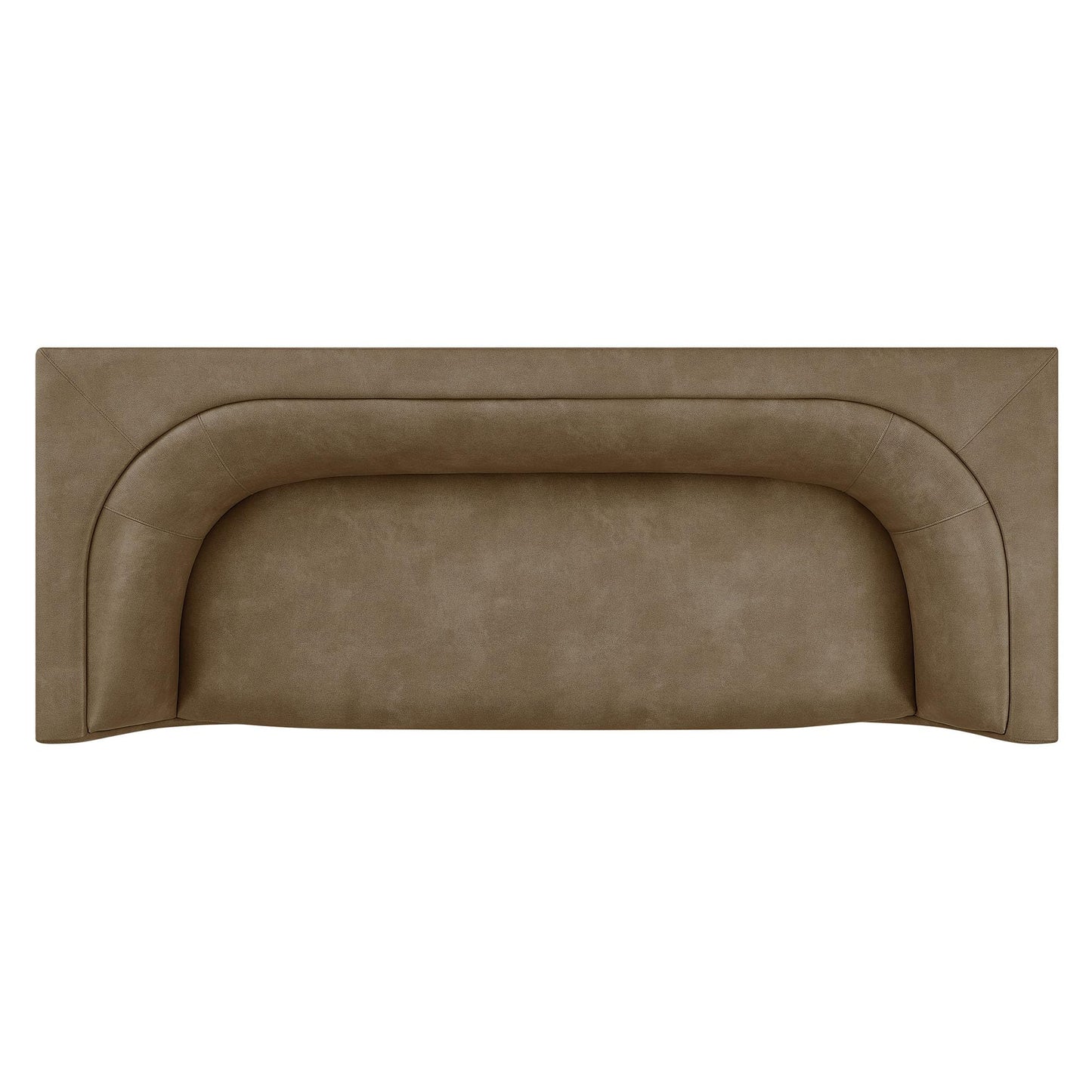 Modway Hilda 86 Inch Modern Curved Back Faux Leather Sofa in Mushroom – Vegan Leather Upholstered 3-Seat Couch for Living Room, Apartment, Office