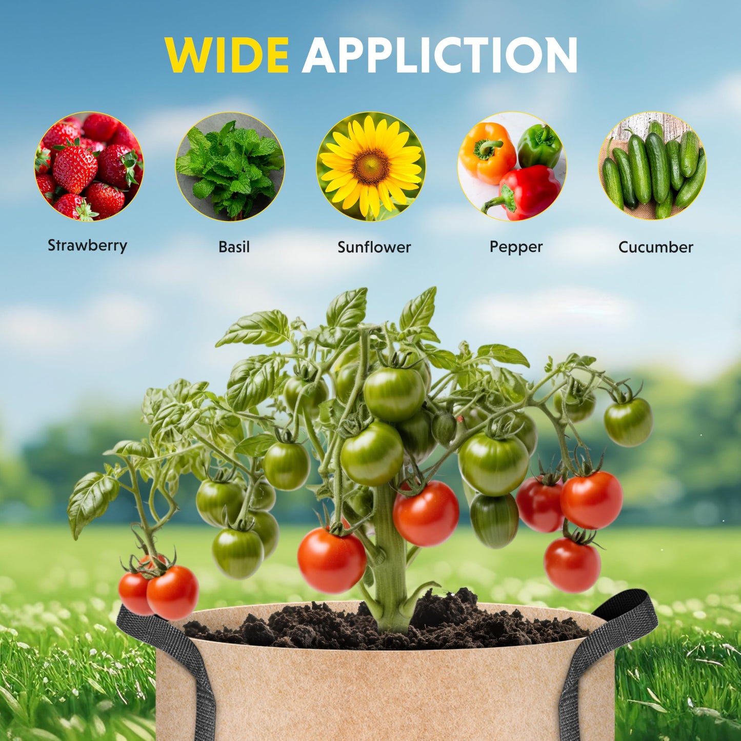 iPower 10-Pack 15 Gallon Aeration Grow Bags Thick Nonwoven Fabric Pots with Handles, for Fruits, Vegetables, and Flowers, Tan