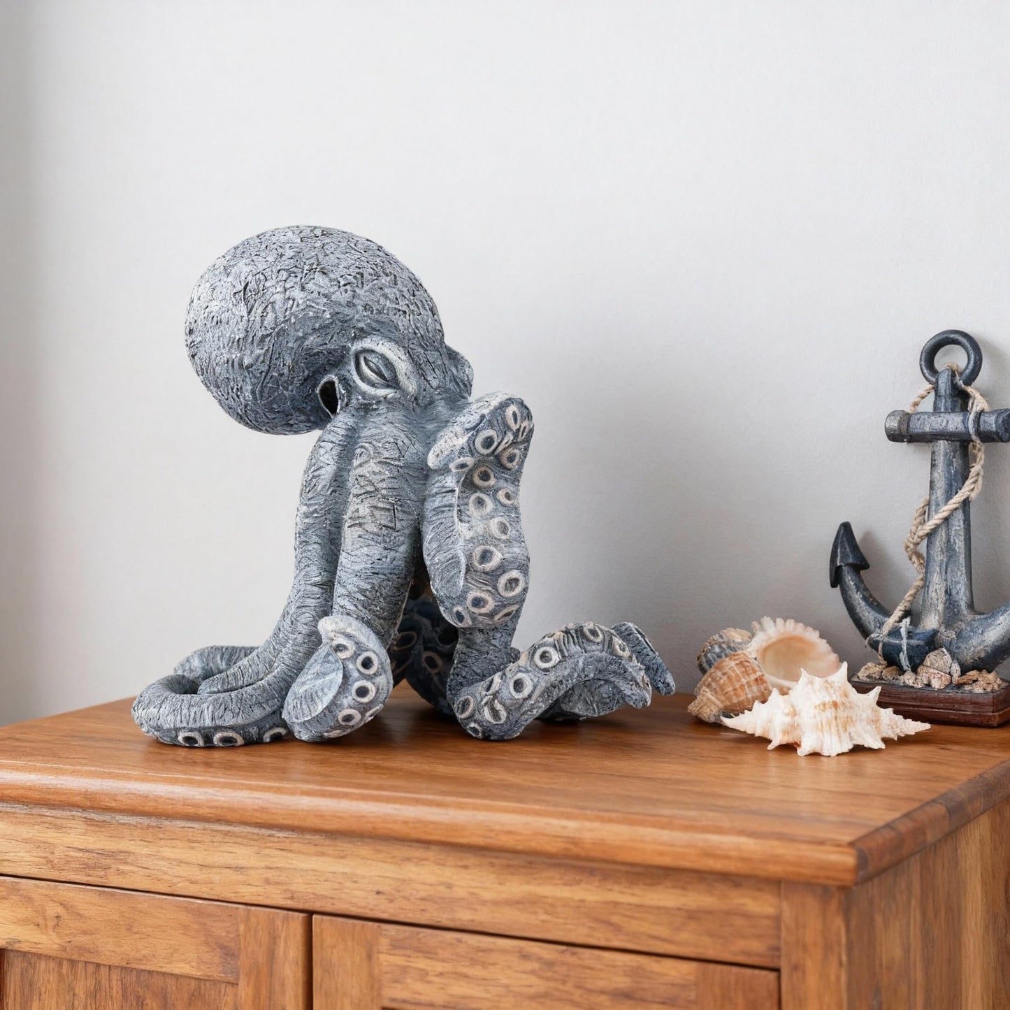 DOVDOV Blue Octopus Decorative Sculpture, Modern Art Octopus Sculpture, Coastal-Themed Home Decor, Suitable for Office Bookshelves, Living Room Coffee Tables, and Entryway Displays.