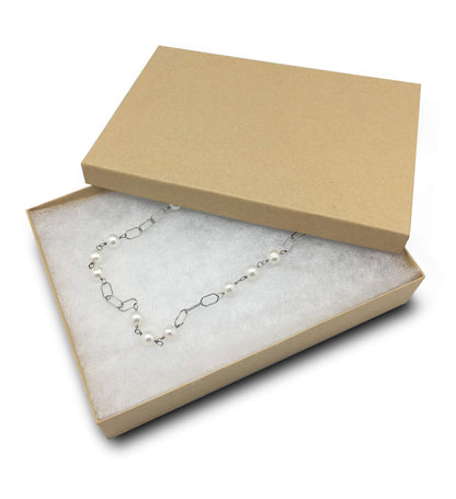 TheDisplayGuys - 25-Pack #75 Cotton Filled Cardboard Paper Jewelry Boxes Gift Case - Kraft Brown (7.1" x 5.2" x 1.3") - for Shipping or Storage