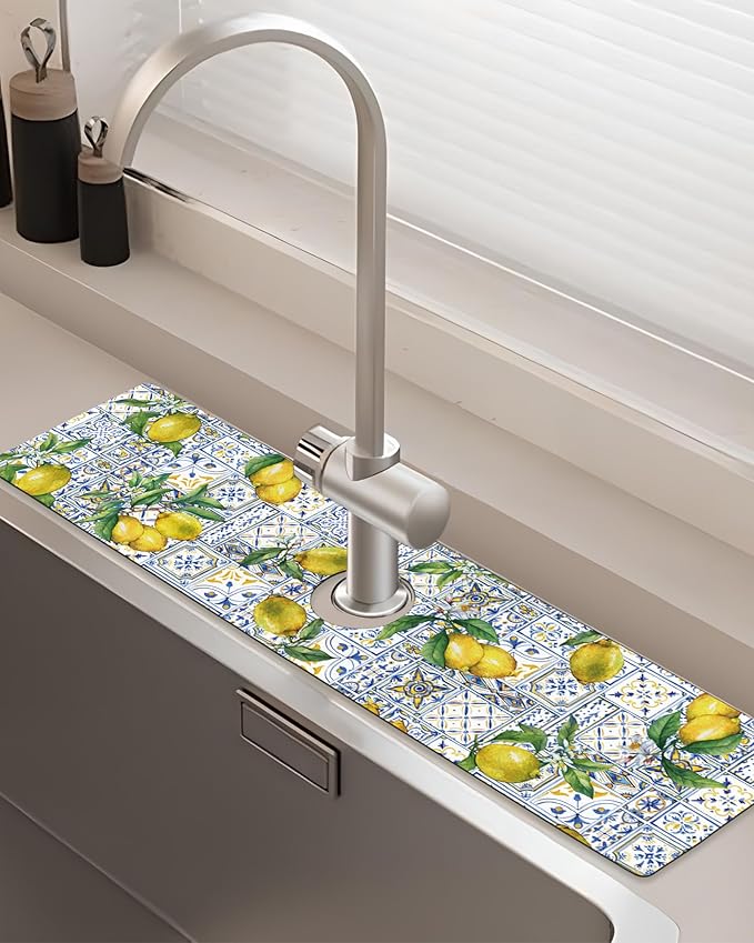 Patterned Sink Faucet Mat Kitchen Splash Guard Super Absorbent Drying Mat