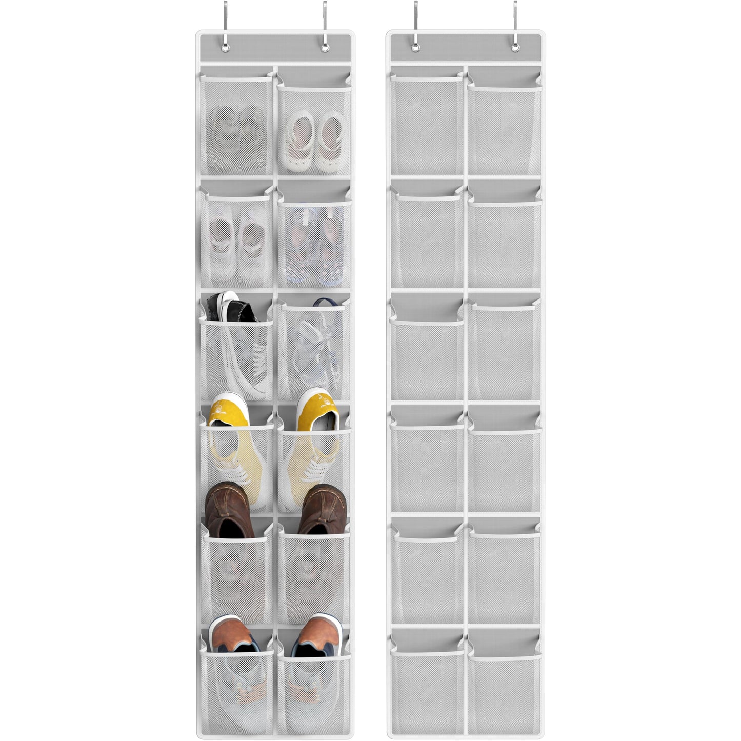 Simple Houseware 24 Pockets - 2PK 12 Large Pockets Over Door Hanging Shoe Organizer, Grey