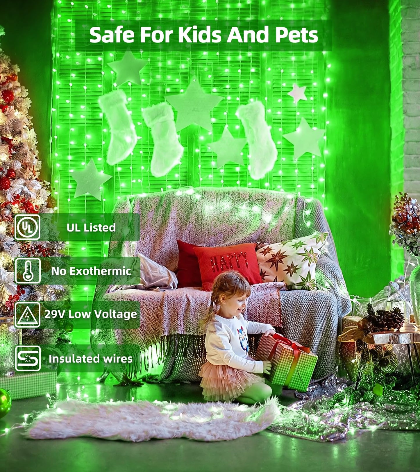 QUHUATU 1500 LED Chrstmas String Lights, 492FT Super Long Christmas Lights with 8 Modes, Christmas Tree Lights with Timer Memory for Indoor Outdoor Tree Fence Garden Xmas Wedding Party Decor Green