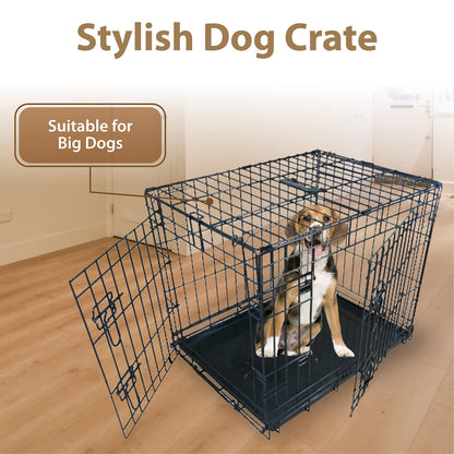 Ellie-Bo Black Standard Medium 30-inch Folding 2-Door Dog Cage/Crate with Metal Tray