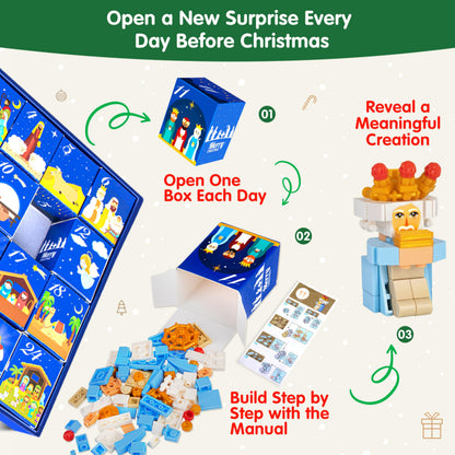 Nativity Advent Calendar 2025 Kids – 24 Days Building Blocks Kits Christmas Gifts Countdown Calendar Set, Stocking Stuffer Building Toys for Boys, Girls, Teens & Adults Ages 6+