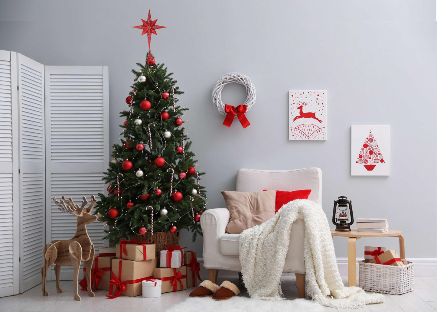 Christmas Traditions 11 inch Champagne Glittered Large Christmas Bethlehem Star Tree Topper Star for Large Tree 6 feet-8 feet Tall/Home Decor Ornaments (X'Mas Red)