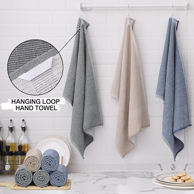 Homaxy Premium Kitchen Towels, Large Cotton Kitchen Hand Towels, Flat and Terry
