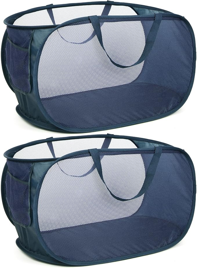 Durable Collapsible Laundry Baskets, Mesh Pop Up Laundry Hamper
