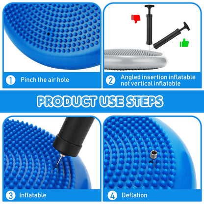Jerify 4 Pcs Wiggle Seat Flexible Inflated Wobble Cushion Stability Balance Pad Balance Disc Sensory Seat for Men Women Fitness Physical Exercise Improving Posture Home Office(Multi Color)
