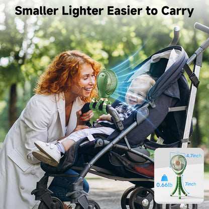 Stroller Fan Clip on for Baby, 30Hrs Removable Fan for Strollers and Car Seat, 3 Speeds Baby Stroller Fans, Rechargeable Portable Fans for Strollers with Flexible Tripod for Beach, Hiking and Camping