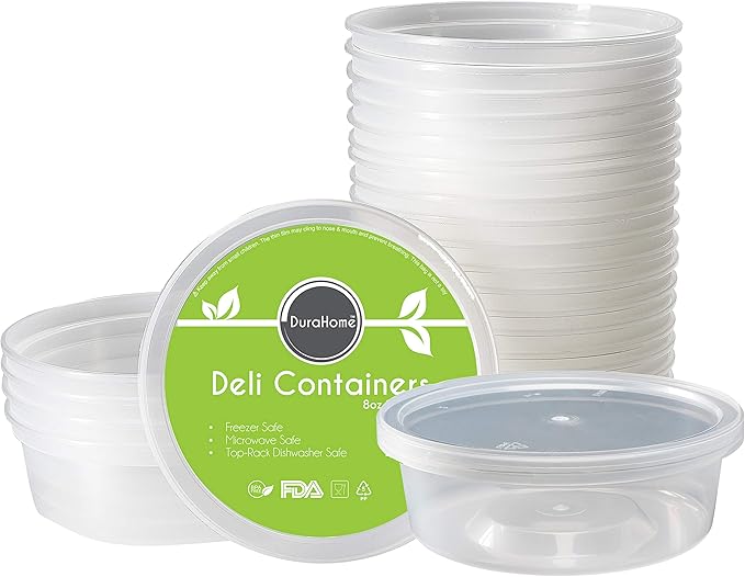DuraHome - Deli Containers - 40 Pack Plastic Microwavable Clear Food Storage
