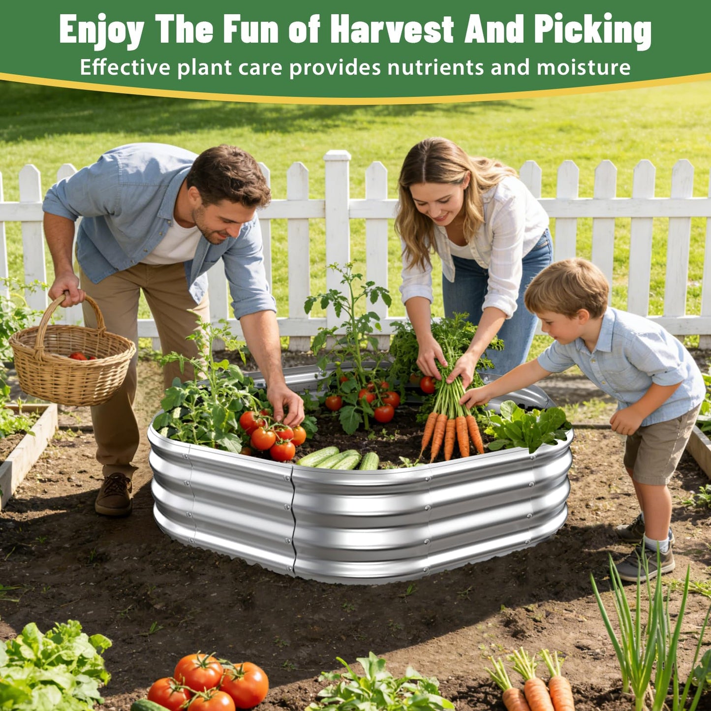 VAMFUTRE Hexagon Raised Garden Bed, 48 Inch Diagonal & 12 Inch Tall, Galvanized Steel Planter Box with Wave-Shaped Metal Panels for Outdoor Flower,Tree,Herb & Vegetable Garden (Silver, 4FT X 1FT)