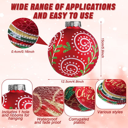 Rtteri 30 Pcs Large Christmas Ball Shape Ornaments for Outdoor 4.9 Inch Double Sided Plastic Christmas Hanging Ornaments Balls for Xmas Tree Indoor Outdoor Porch Yard Supplies