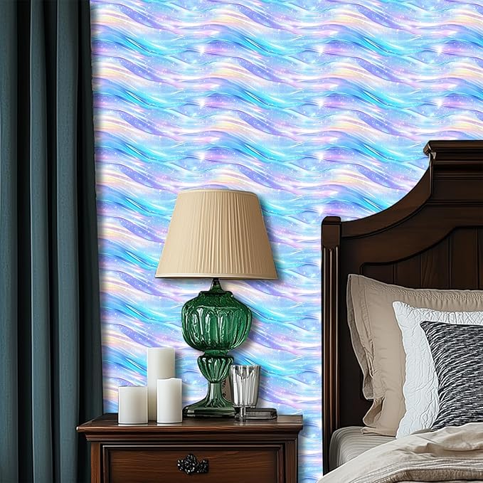 HOMETITUTE Pastel Blue Purple Dream Wave Wallpaper Peel and Stick Contact Paper