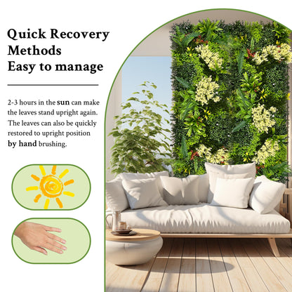 ODTORY Artificial 3D Plant Wall Panels: 60"x20" UV-Anti Faux Grass Wall Backdrop Boxwood Ivy Fence Privacy Screen Fake Greenery Leaf Hedge for Outdoor,Indoor,Garden,Backyard and Home Decor