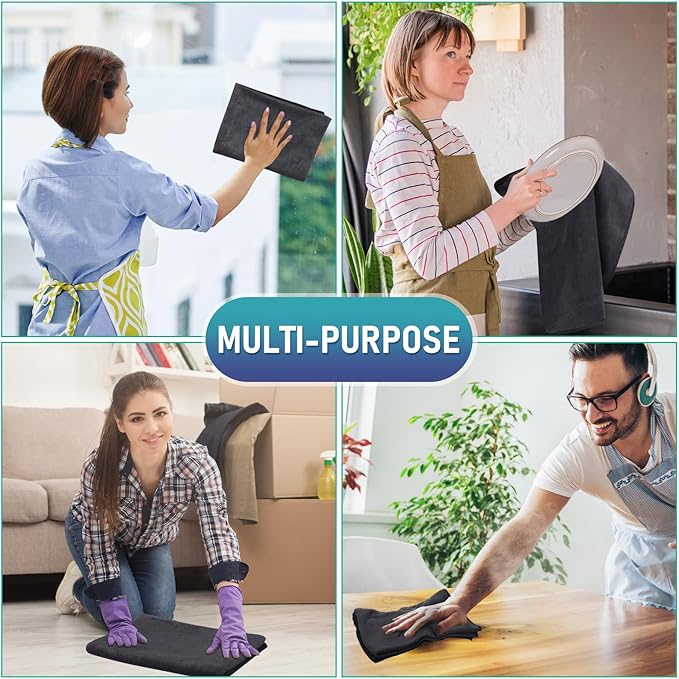 Newwiee 6 Pcs Extra Large Microfiber Cleaning Cloth 30" x 20" Washable Reusable