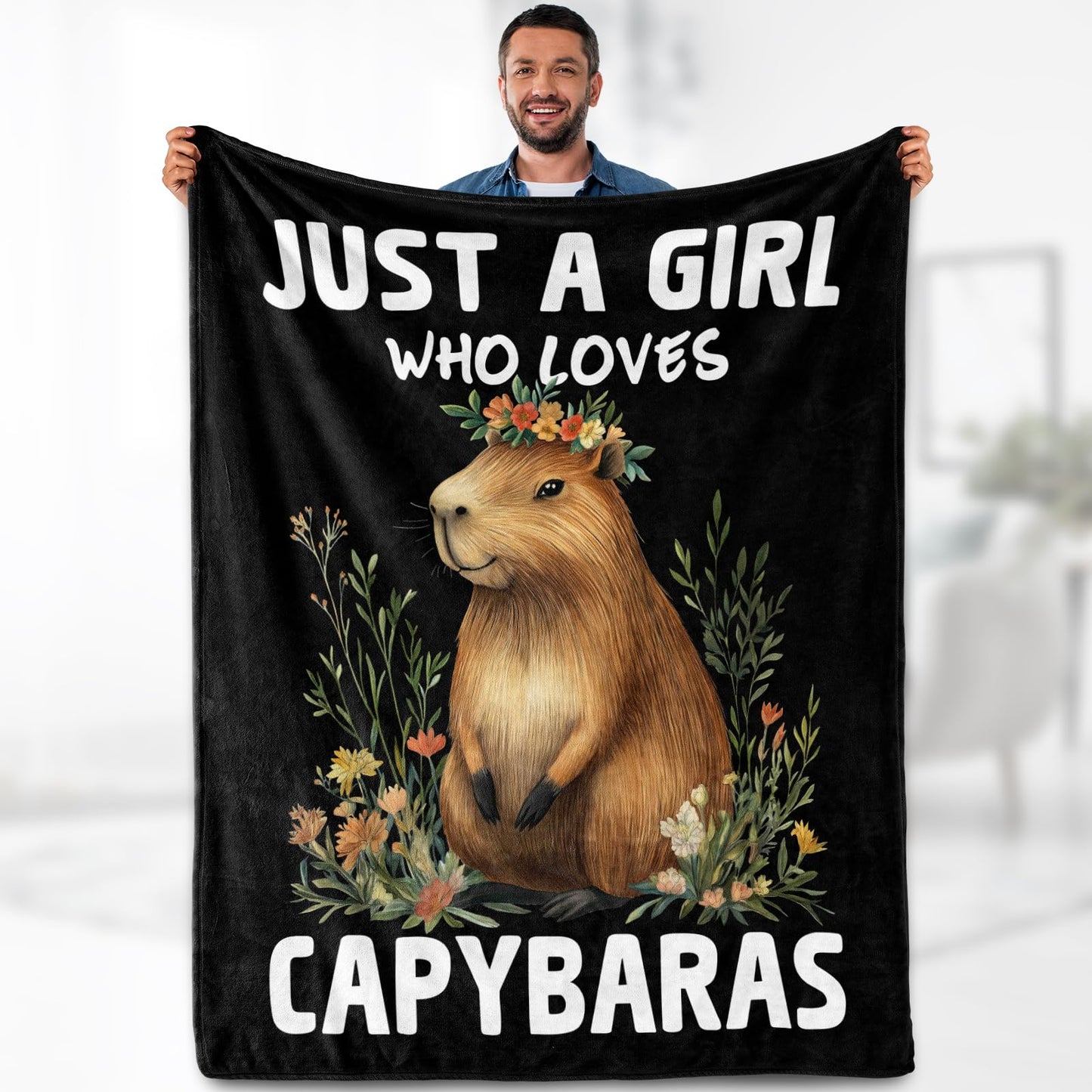 Capybara Blanket Gifts for Kids Woman - Just A Girl Who Loves Capybaras Cute Animal Lovers Throw for Boys Teen Adults Soft Fleece Cozy Bed Couch Decor Birthday Christmas Lightweight Blanket 50"x60"