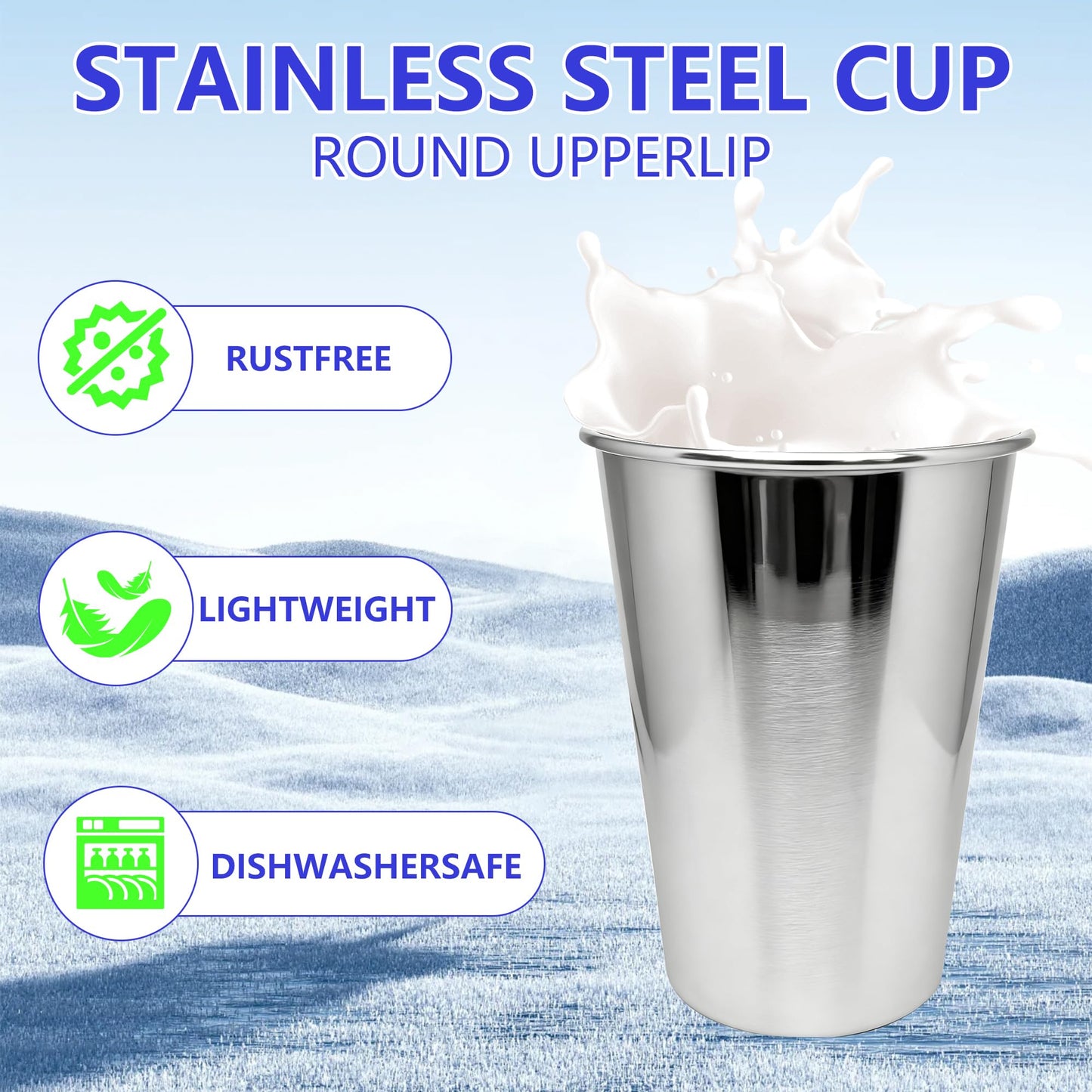 WELVRVIR 20oz 60PCS Stainless Steel Pint Cup,Pint Tumbler,Reusable metal Cups,Stainless Steel Water Tumbler,BPA Free,Stackble,Durable,Unbreakable Metal Drinking Glasses for Bar,Banquet Mugs (60, 20OZ)