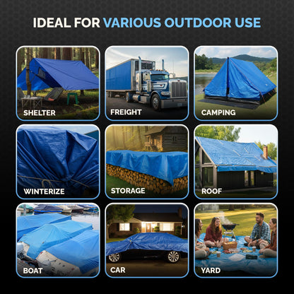 Dry Gear Tarps 40x60 Blue Tarp Waterproof – 5 MIL Thick Tarpaulin Outdoor Cover - Multipurpose Protection Poly Tarp for Camping, Tent, Roof, Patio, Pool, Floor, Furniture, Boat, Truck Beds, Pack of 1
