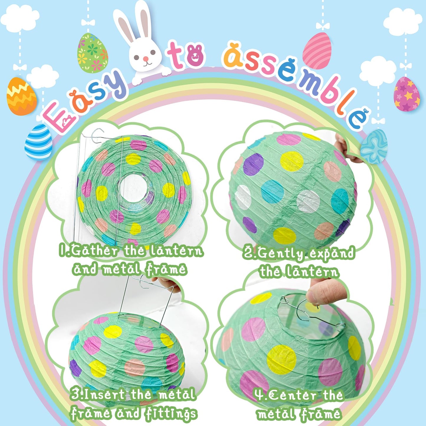 ADLKGG 12 Pieces Pastel Party Decorations - 8 Inches Hanging Paper Lanterns for Baby Shower, Mother's Day Brunch, Spring Garden Party, Bridal Shower and Easter Classroom Decor