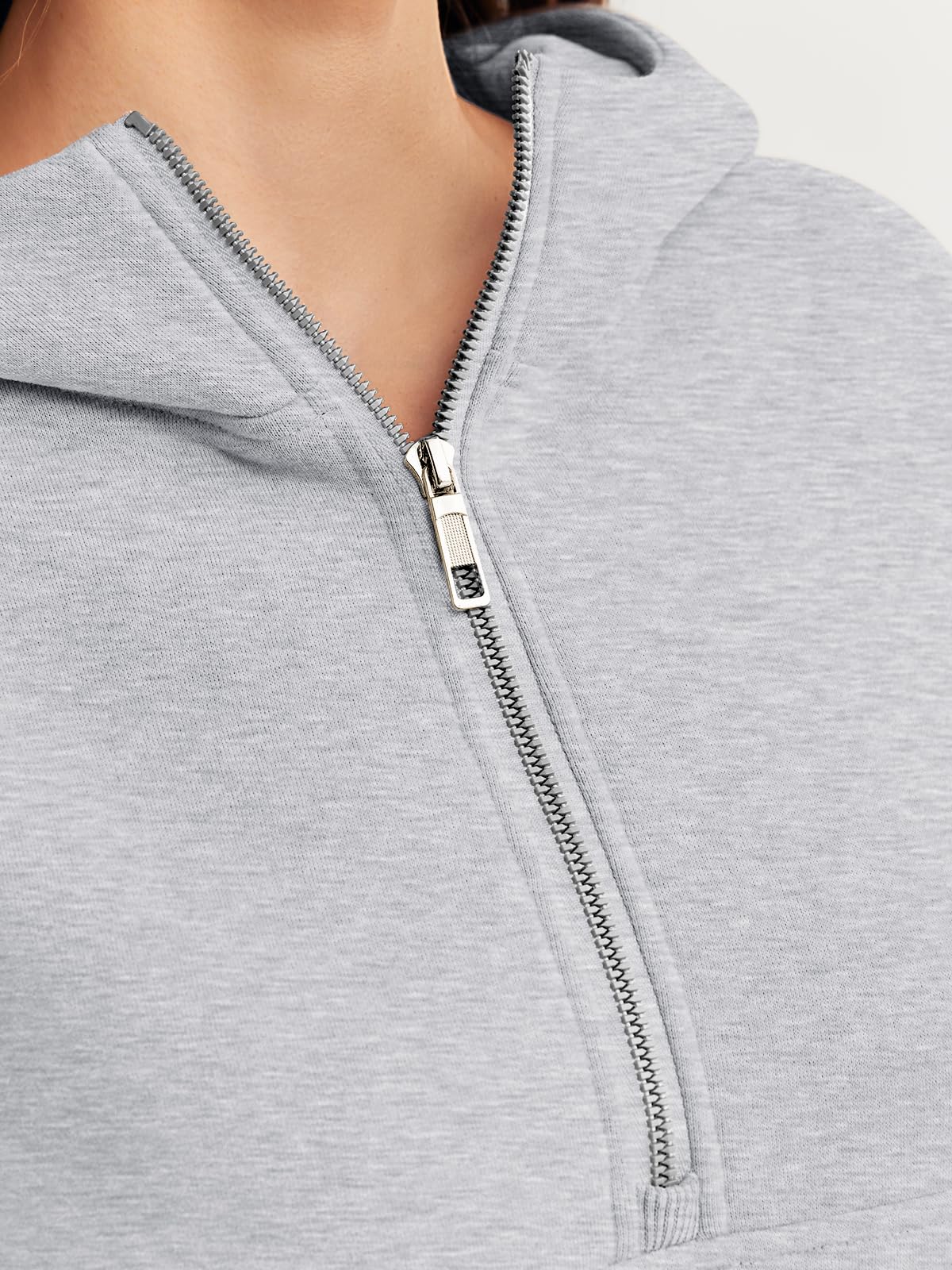 Trendy Queen Womens Hoodies Quarter Half Zip Pullover Oversized Sweatshirts Half With Pockets Fall Clothes GreyXL